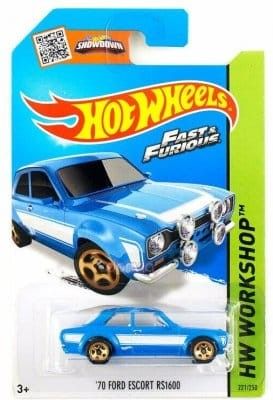 Ford Escort RS1600 1970 blå F&F - Hot Wheels 1:64