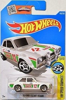 Ford Escort RS1600 1970 vit Castrol - Hot Wheels 1:64