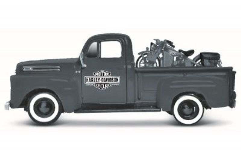 Ford F1 PickUp 1948 + Harley Davidson grå - skala 1:24