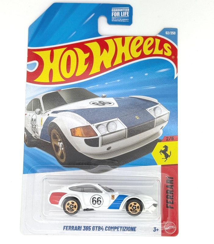 Ferrari 365 GTB4 Competizione vit/blå/röd - Hot Wheels 1:64
