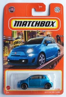 Fiat 500 2019 blå - Matchbox 1:64