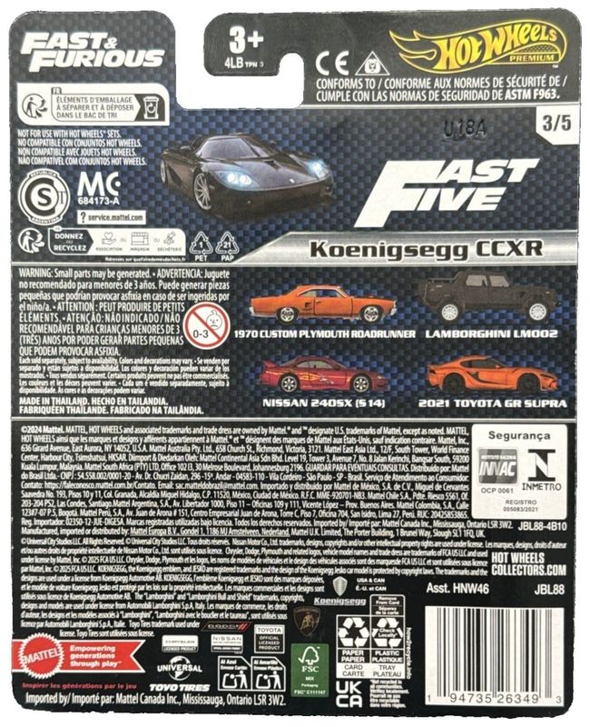 Koenigsegg CCXR - Hot Wheels Fast & Furious 1:64