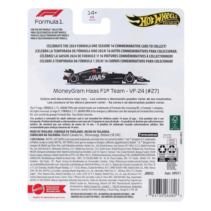 F1-series Haas 2024 #27 Nico Hülkenberg - Hot Wheels 1:64