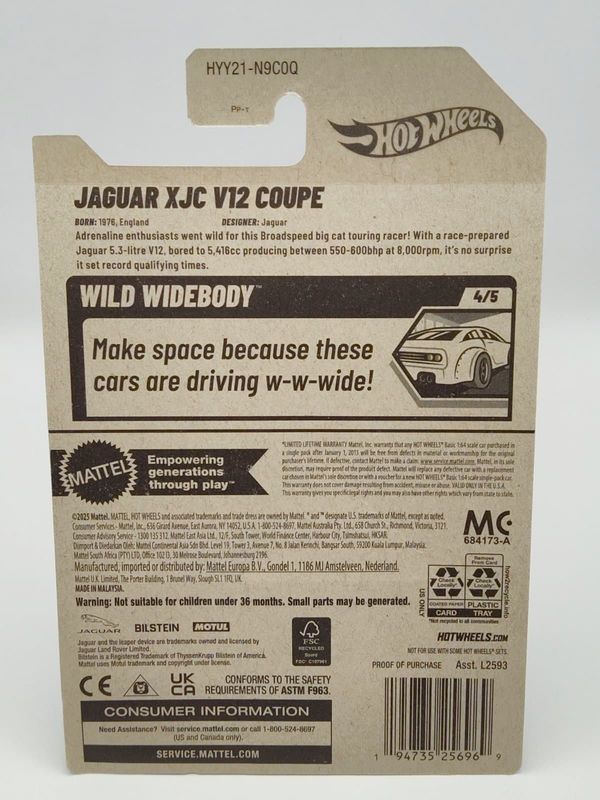 Jaguar XJC V12 Coupe Zamac - Hot Wheels 1:64 (skadad förpackning)