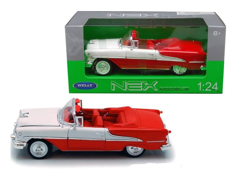Oldsmobile Super 88 Convertible 1955 röd/vit - skala 1:24