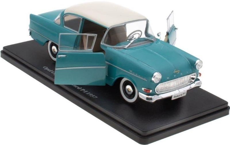 Opel Olympia Rekord P1 1957 blå/vit - skala 1:24