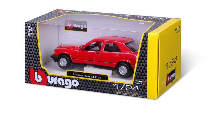Mercedes Benz 190E 1987 röd - skala 1:24