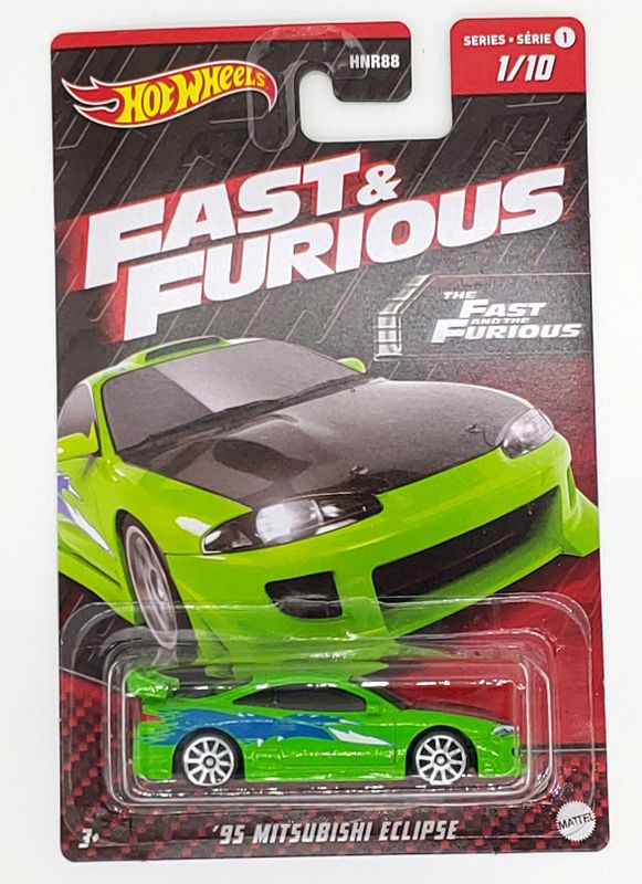 Mitsubishi Ecplipse 1995 grön/svart F&F - Hot Wheels 1:64