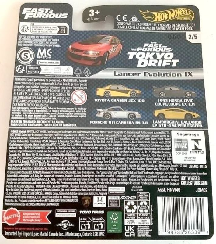 Mitsubishi Lancer Evolution IX röd - Hot Wheels Fast & Furious 1:64