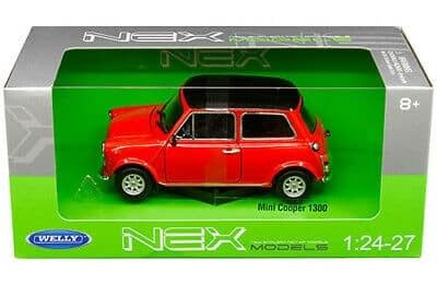 Mini Cooper 1300 röd med svart tak - skala 1:24