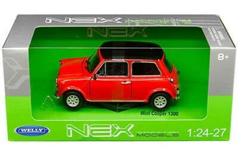 Mini Cooper 1300 röd med svart tak - skala 1:24