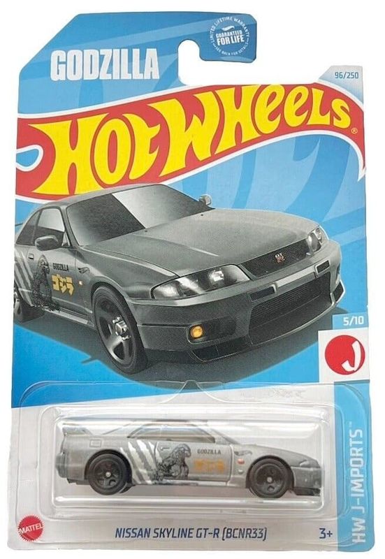 Nissan Skyline GT-R (BCNR33) Godzilla grå - Hot Wheels 1:64