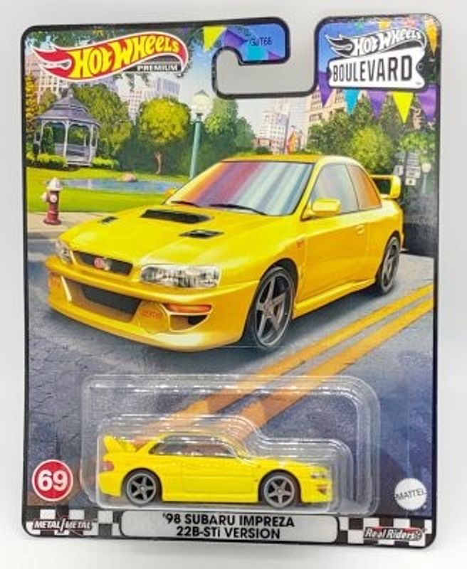 Subaru Impreza 22B-STI 1998 gul- Hot Wheels 1:64