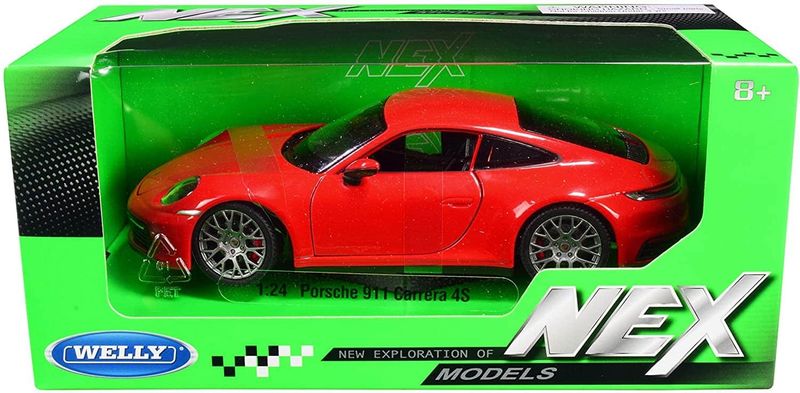 Porsche 911 Carrera 4S röd - skala 1:24