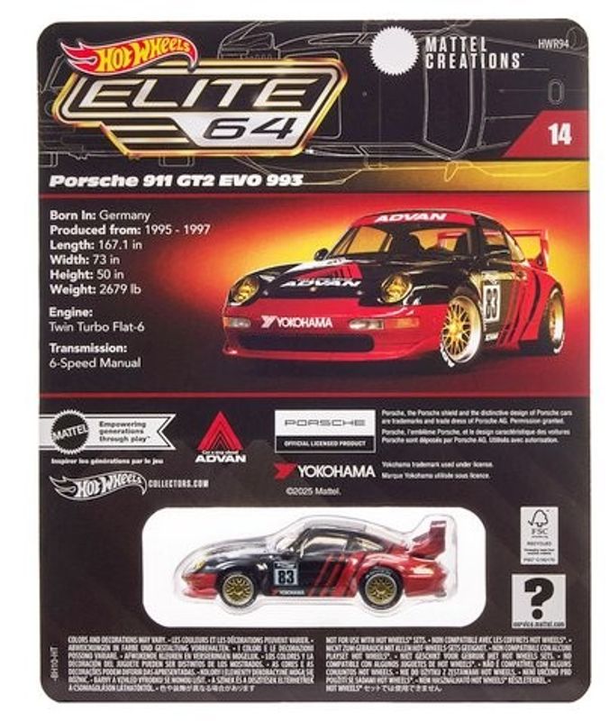 Porsche 911 GT2 EVO 993 - Hot Wheels Elite 1:64