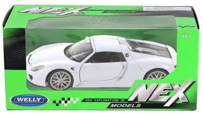 Porsche 918 Spyder open - vit - skala 1:24