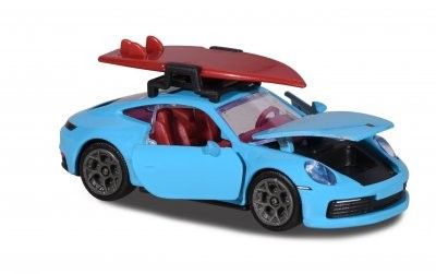 Porsche 911 Carrera S surfboard, blå - Majorette 7,5 cm