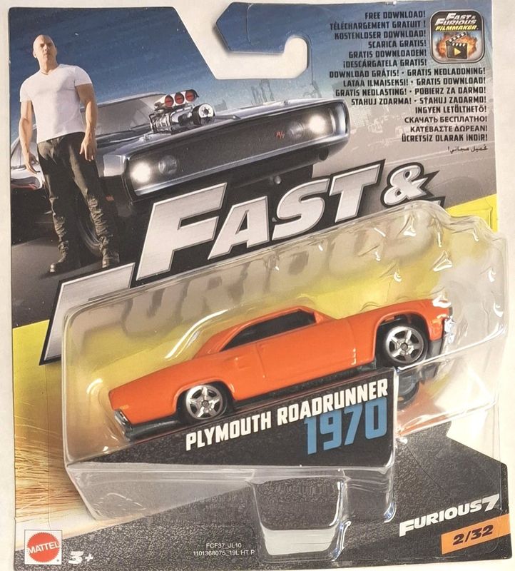 Plymouth Roadrunner 1970 - Fast & Furious - Hot Wheels 1:55