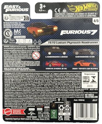 Plymouth Roadrunner 1970 - Hot Wheels Fast & Furious 1:64