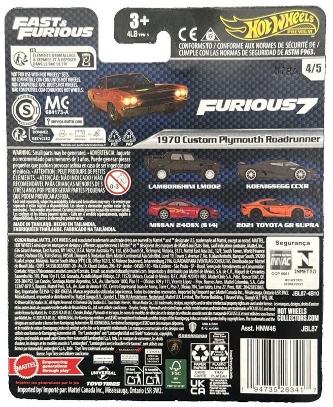 Plymouth Roadrunner 1970 - Hot Wheels Fast & Furious 1:64