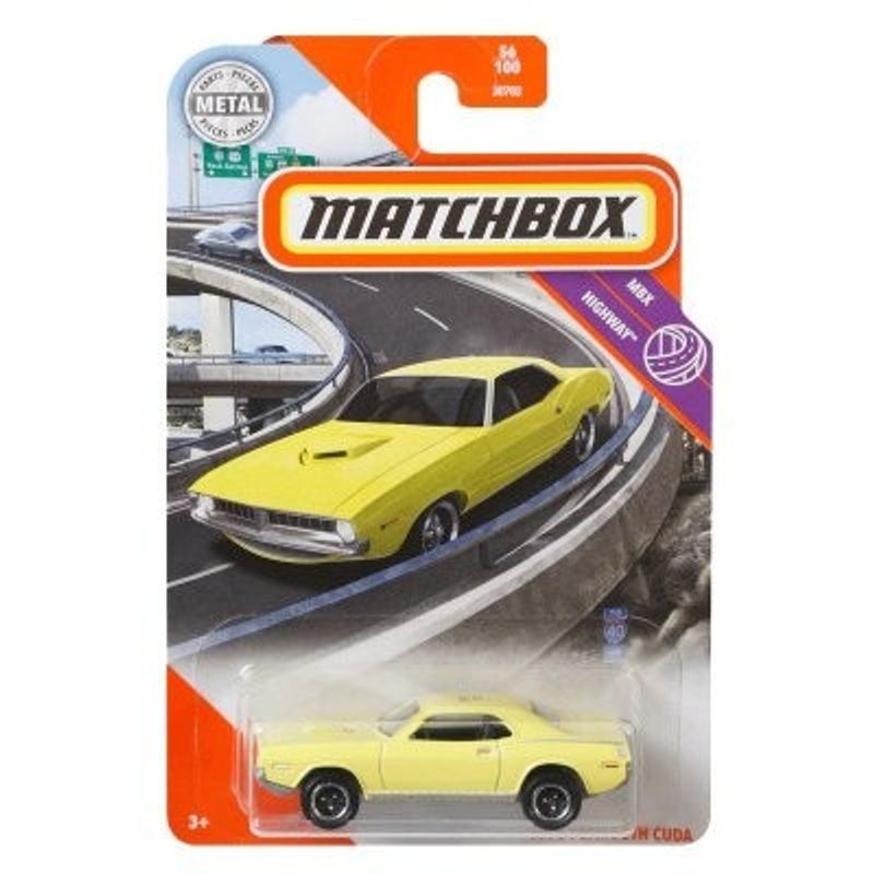 Plymouth Cuda 1970 gul - Matchbox 1:64