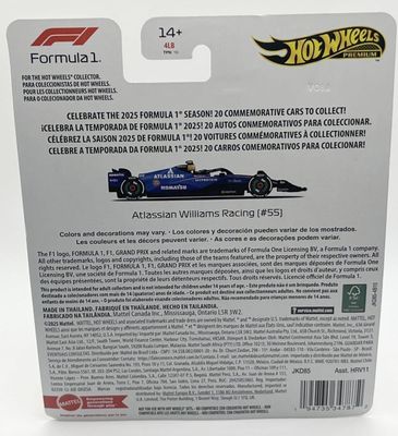 F1-series Williams 2025 #55 Carlos Sainz - Hot Wheels 1:64