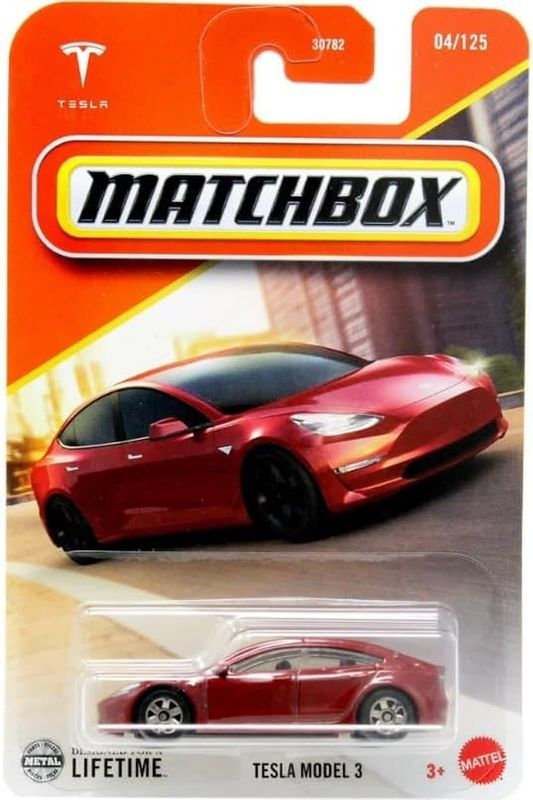 Tesla Model 3 röd - Matchbox 1:64