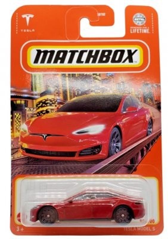 Tesla Model S röd - Matchbox 1:64