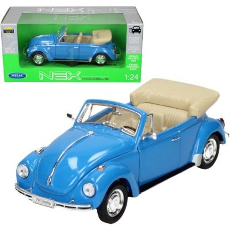 VW Beetle Convertible - blå - skala 1:24