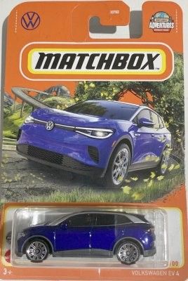 VW ID4 (EV4) blå - Matchbox 1:64 (skadad förpackning)