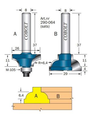 Cobolt Spröjs-& Bågfräs (sats) R=6,4