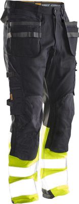 Jobman 2134 Hantverksbyxa Core Stretch Varsel Svart/Gul C54