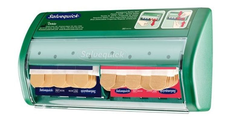 Salvequick plåsterautomat m plast & textilplåster  Grön