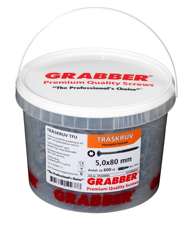 Grabber Träskruv C4 Försänkt 5,0x80 mm ca 600 st