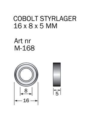 Cobolt Kullager 16 x 8 mm