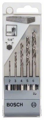 Bosch träspiralborrsats 1/4 6-kant 2,3,4,5,6 mm 5-delar