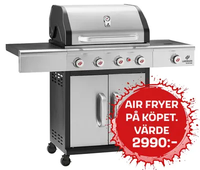 Landmann Triton 4.1 cooK gasolgrill med kokplatta 3,5 kW Rostfritt 4-brännare