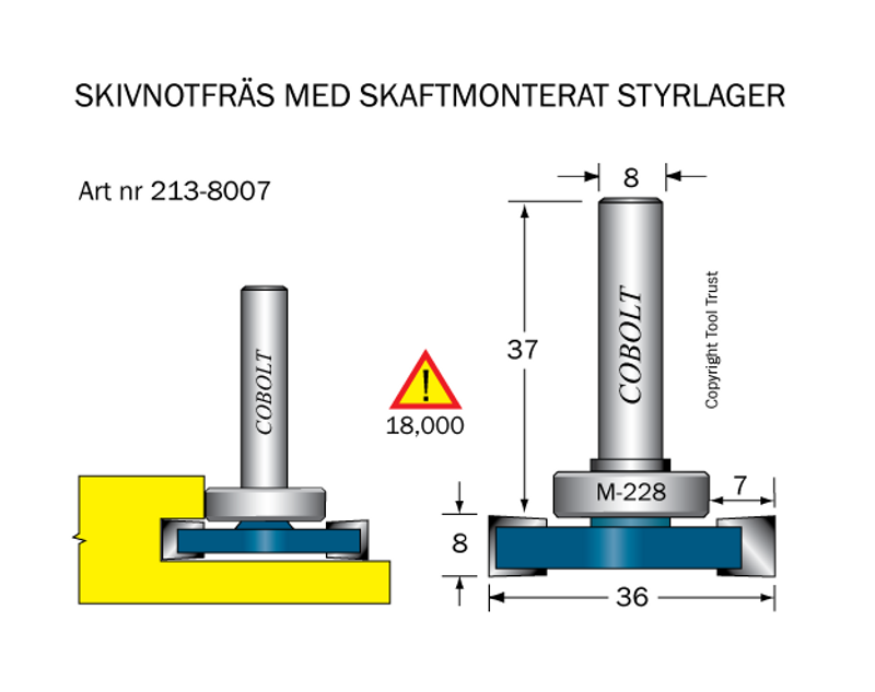 Cobolt Skivnotfräs L=8 / F=7, D=36