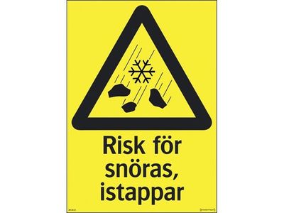 Skylt 34-3114 210X297 MM Varningsskylt Risk för snöras
