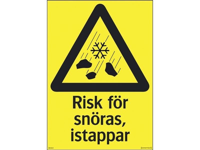 Skylt 34-3114 210X297 MM Varningsskylt Risk för snöras