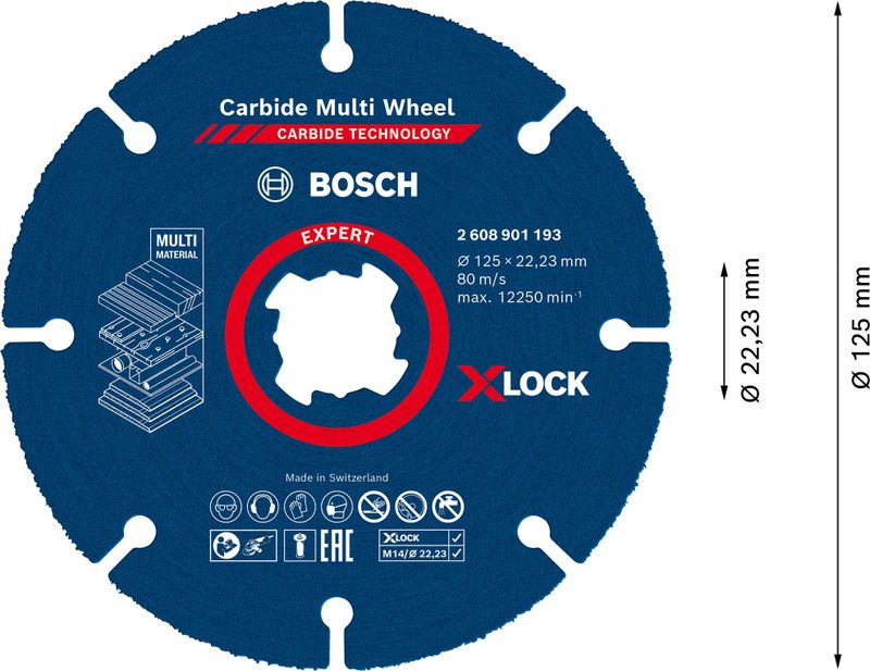 Bosch Expert Carbide Multi Wheel X-LOCK kapskiva 125mm 22,23mm förd hårda träslag