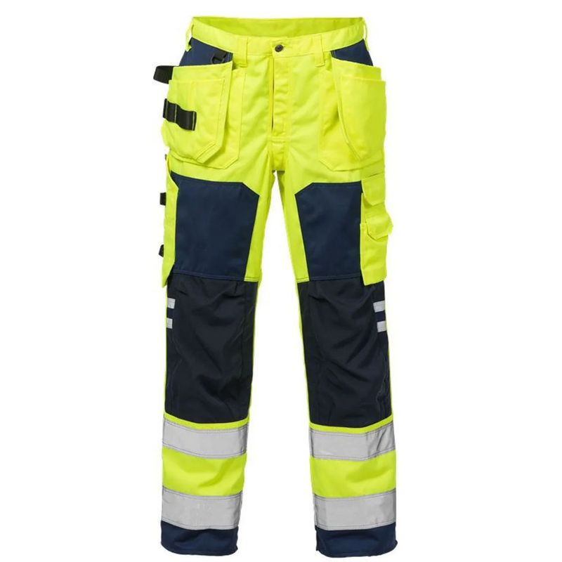 Fristads Varsel Hantverkarbyxa 2025 PLU, klass 2 Varsel Gul/Marinblå