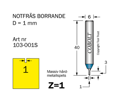 Cobolt Notfräs D1 L3 TL40 S6