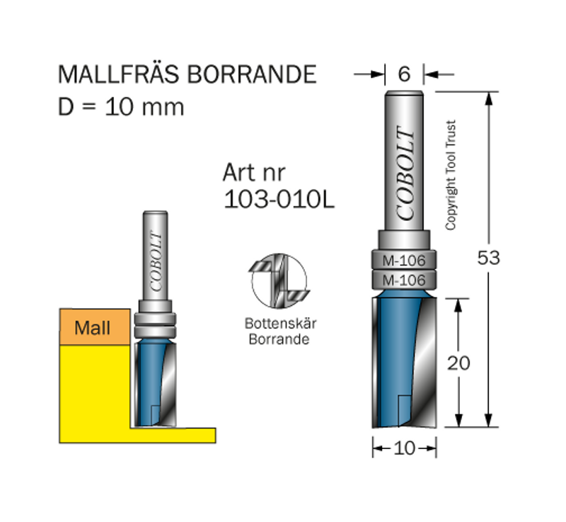 Cobolt Mallfräs D10 L20 TL53 S6