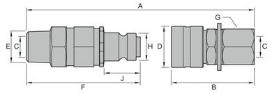 BVA snabbkoppling hane+hona set 3/8" med dammskydd
