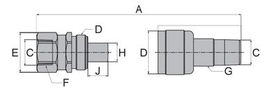 BVA högflödeskoppling hane+hona set 3/8" med dammskydd