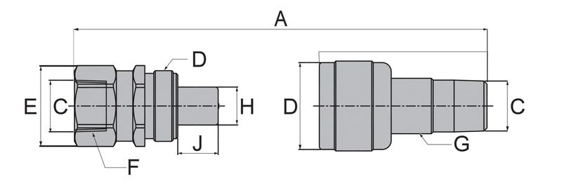 BVA högflödeskoppling hane+hona set 3/8" med dammskydd