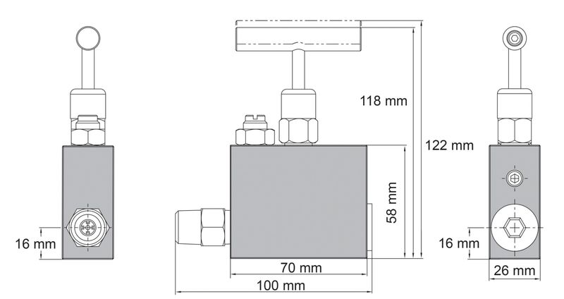 BVA backventil manuell 700 bar 3/8"-18NPTF bypass