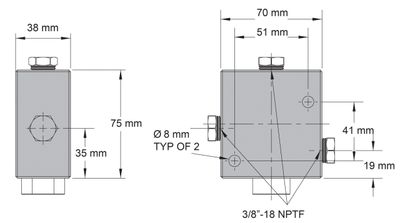 BVA backventil pilotstyrd 700 bar 3/8"-18NPTF