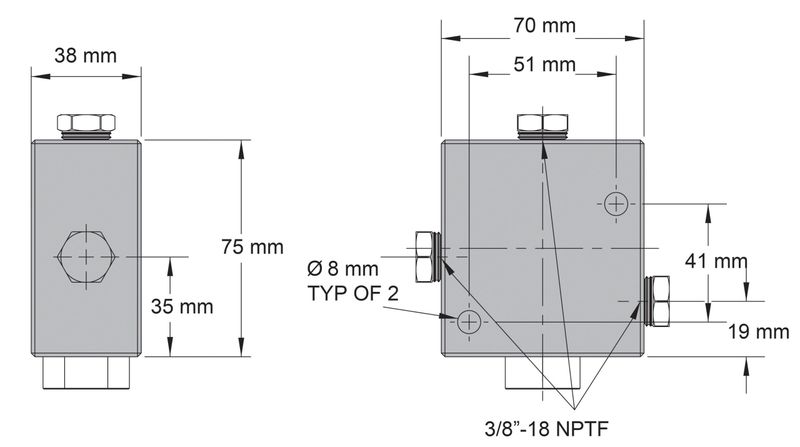 BVA backventil pilotstyrd 700 bar 3/8"-18NPTF